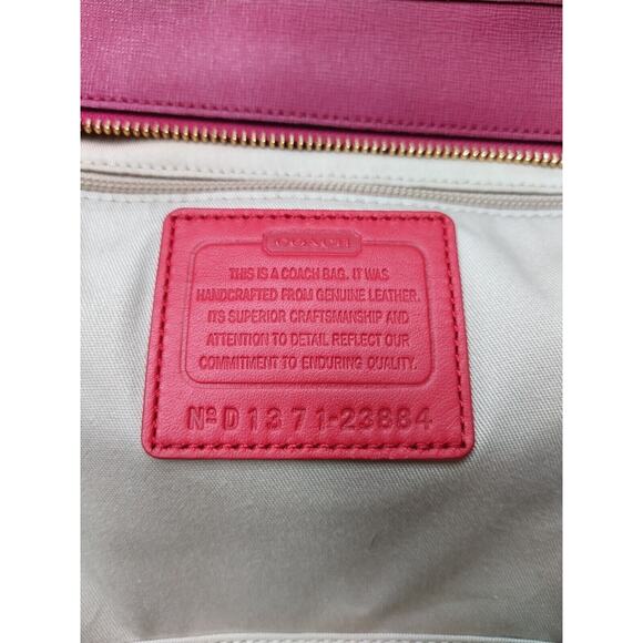 Coach City Tote Colorblock Red Magenta Leather Zipper Tote Shoulder Bag - Picture 12 of 13